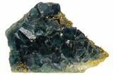 Cubic, Blue-Green Fluorite Crystals on Quartz - China #124838-1